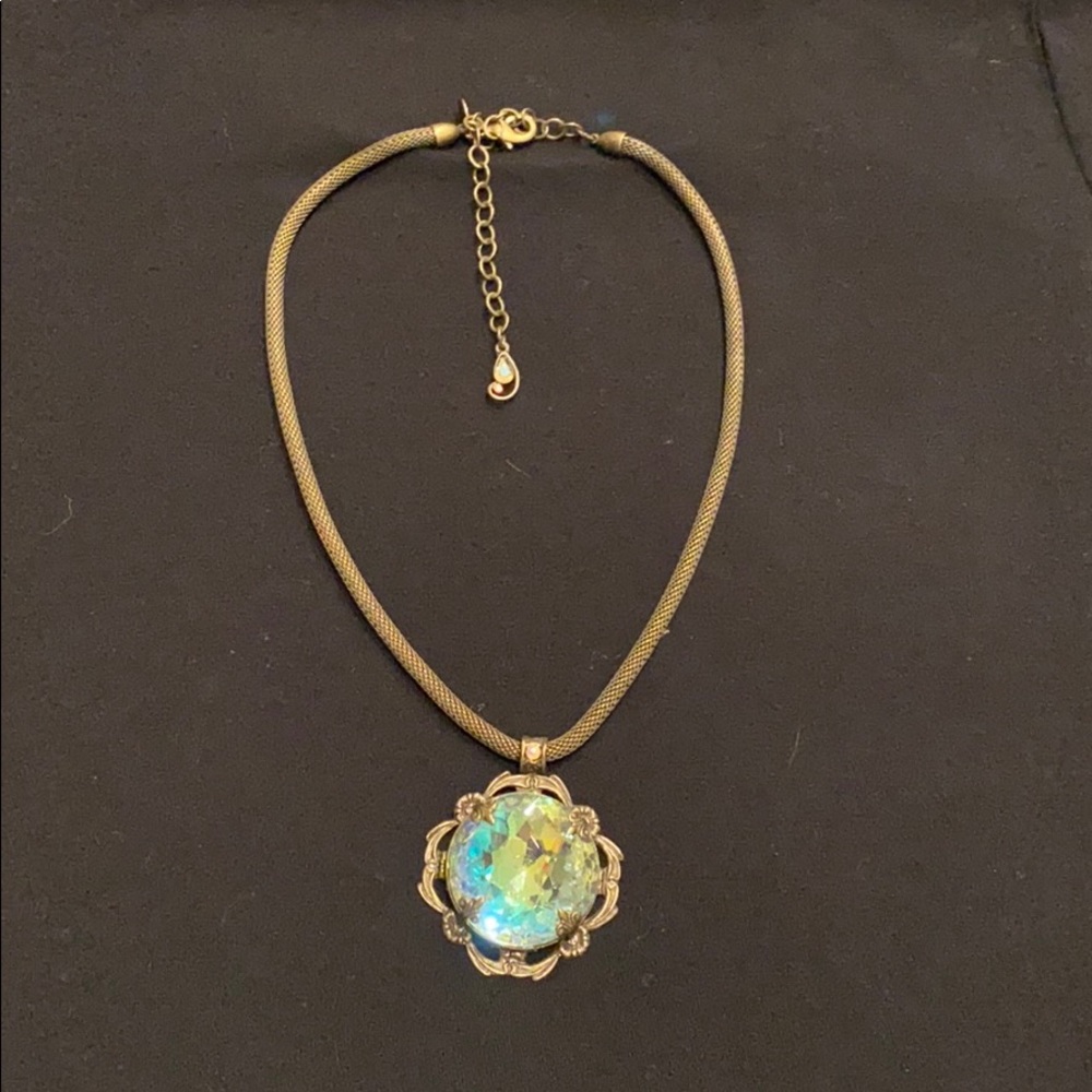 "Victorian" Cut Crystal Necklace w/ Braided Chain